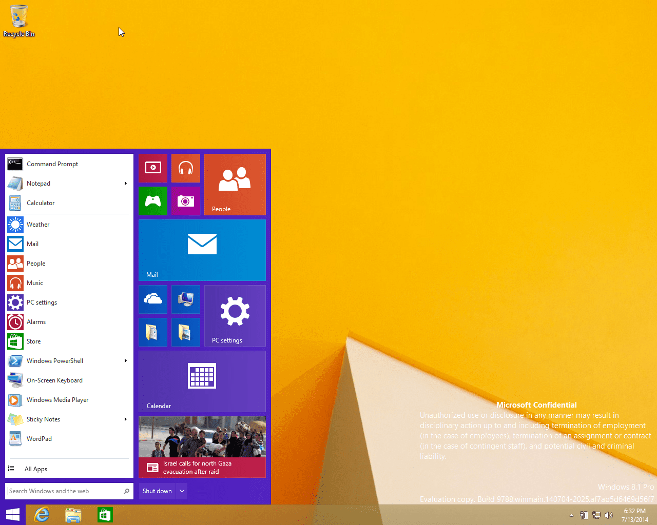 Supuesto menu inicio de Windows 9