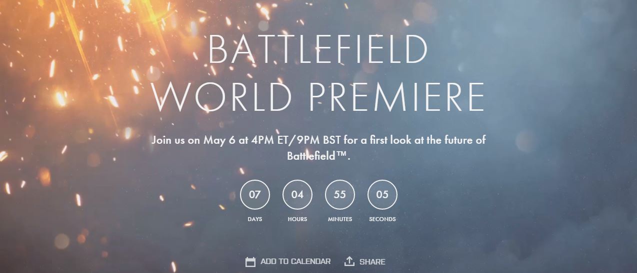 Se hará anuncio oficial de Battlefield 5 en Mayo